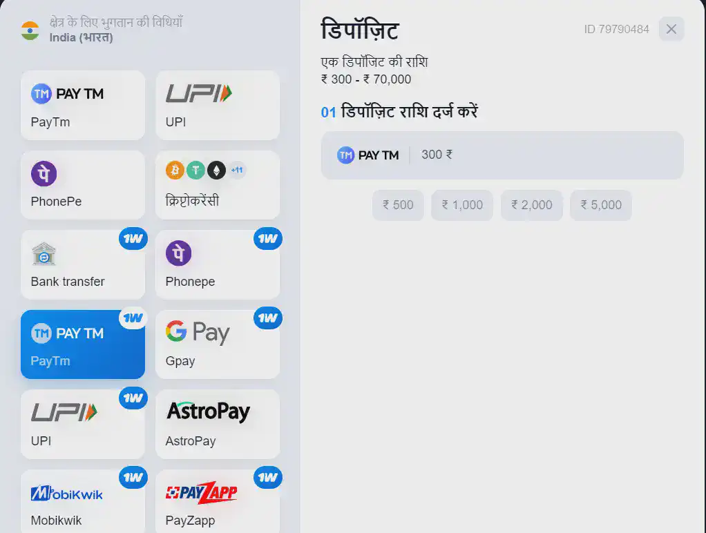 सुविधाजनक भुगतान प्रणाली के माध्यम से जमा करें।
