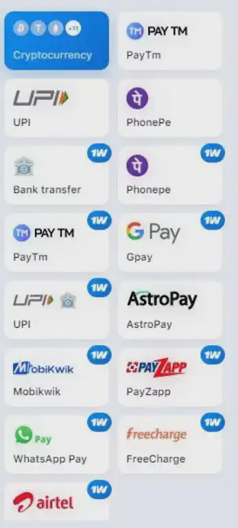 1win payment methods